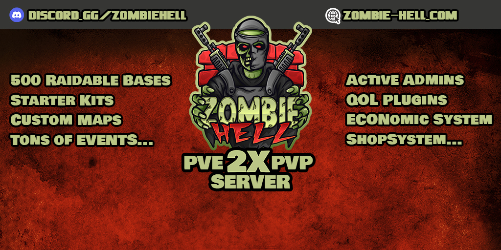 [PVE] Hellfire|2X|Raid Bases|Zombies|Skill Tree|KITS|Loot+ Server Image